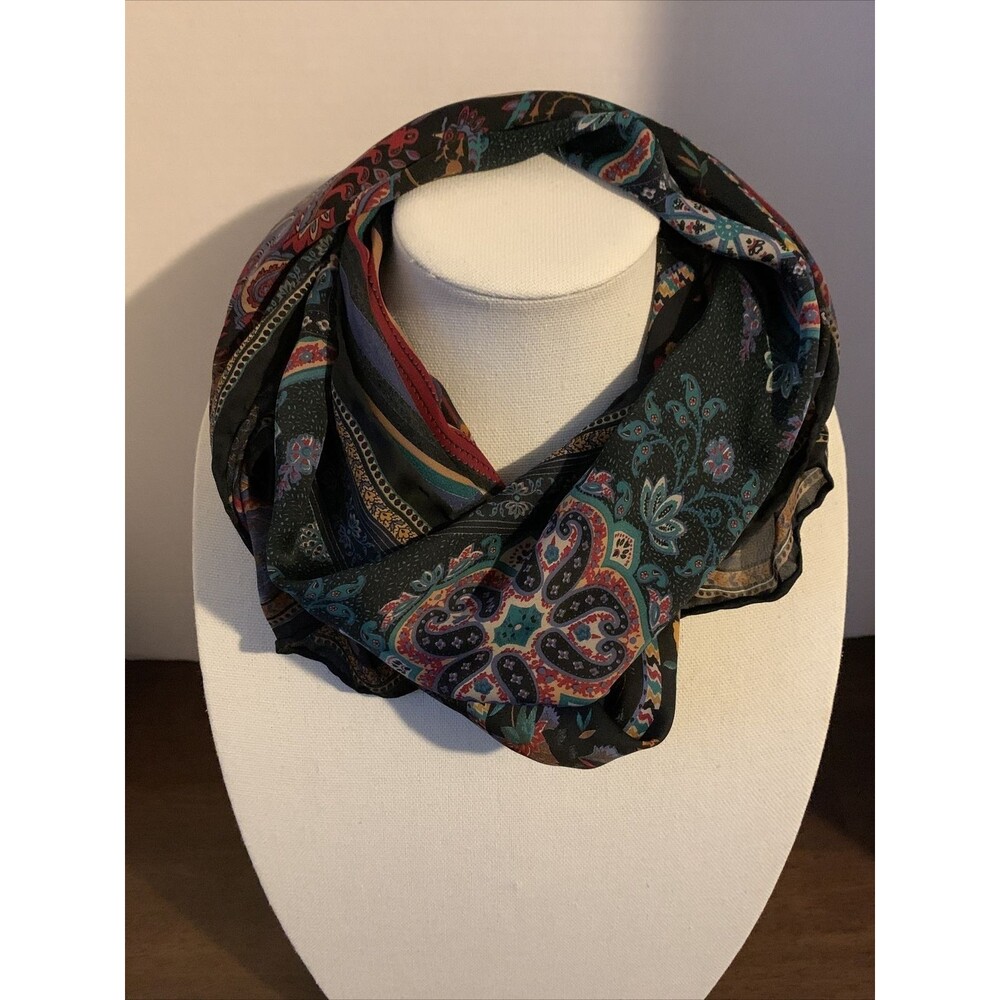 Lavender Rose By Mortada Scarf Black Red Gold Green Blue Floral Made in Italy